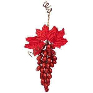 КОЛЕДНО ЧЕРВЕНО ГРОЗДЕ С БЛЕСТЯЩИ ПАРЧЕНЦА 15X33 СМ