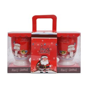 КОМПЛЕКТ ОТ 2 КОЛЕДНИ ЧАШИ ДЯДО КОЛЕДА ЧЕРВЕН ЦВЯТ 8.5X11СМ