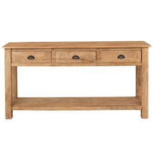 КОНЗОЛНА МАСА В ЕСТЕСТВЕН ЦВЯТ, МАСИВНО МАНГОВО ДЪРВО С ТРИ ЧЕКМЕДЖЕТА, 153X40X76СМ