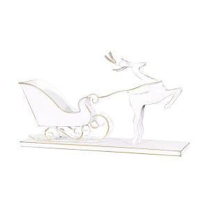 МЕТАЛЕН ДЕКОРАТИВЕН СЕВЕРЕН ЕЛЕН С ШЕЙНА FL1992 БЯЛО-ЗЛАТИСТ ЦВЯТ 38X10X22СМ