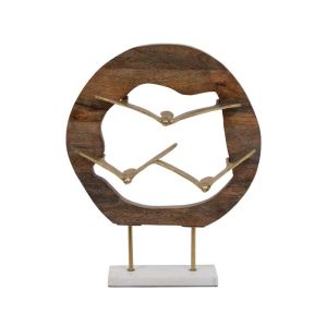 МЕТАЛНА ДЕКОРАТИВНА ФИГУРА ЛЕТЯЩИ ПТИЦИ ЗЛАТИСТ ЦВЯТ С ДЪРВЕНА ОСНОВА 31X10X38СМ