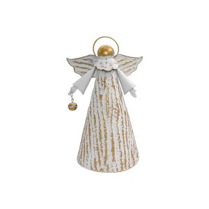 МЕТАЛНА КОЛЕДНА ДЕКОРАЦИЯ FL240 АНГЕЛ БЯЛО-БЕЖОВ ЦВЯТ 22X19X33СМ