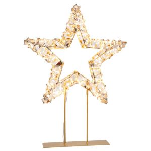 ОСВЕТЕНА ДЕКОРАТИВНА ЗВЕЗДА НА ЗЛАТНА ОСНОВА 39X11X46CM С 600 ТОПЛО БЕЛИ LED IP44