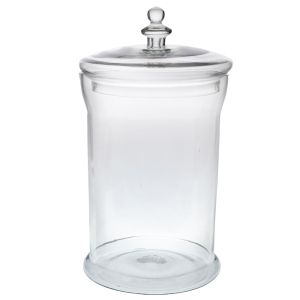 ПРОЗРАЧНА СТЪКЛЕНА ВАЗА С КАПАК 22X41 СМ