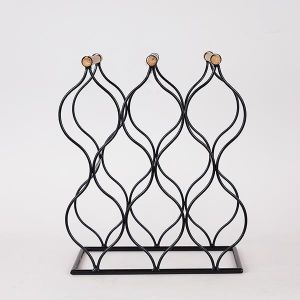 СТОЙКА ЗА ВИНО ЗА МАСА, МЕТАЛ, ЧЕРНО-НАТУРАЛЕН, 34X19.5X40.5 СМ