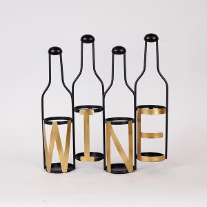 СТОЙКА ЗА ВИНО, МЕТАЛ, ЧЕРНО-ЗЛАТЕН, 43.5X11X46.5 СМ