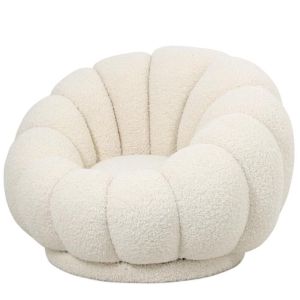 ВЪРТЯЩО СЕ КРЕСЛО С КРЕМАВА ВЪЗГЛАВНИЦА 98X97X69 СМ