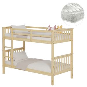 ДВУЕТАЖНО ЛЕГЛО С 2 МАТРАКА LANTAI HM21307 БОРОВА ДЪРВЕСИНА В ЕСТЕСТВЕН ЦВЯТ -- ЗА МАТРАЦИ 90X190СМ