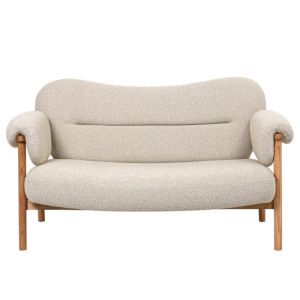 ДВУМЕСТЕН ДИВАН ОТ ЕСТЕСТВЕНО ДЪРВО С КРЕМАВА ВЪЗГЛАВНИЦА 145X80X83CM