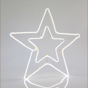 ГОЛЯМА СВЕТЕЩА ВЪНШНА ДЕКОРАЦИЯ, DOUBLE STAR, 3m NEON LED ROPE LIGHT, 2-WAY, WHITE, 56x58cm, IP44
