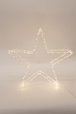 АКРИЛНА ЗВЕЗДА, АДАПТЕР 3,5V, 120 ТОПЛО БЯЛ МИНИ LED, КАБЕЛ 5М, 46X8,5X46СМ, IP44