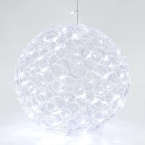 АКРИЛНА ТОПКА, 100 БЕЛИ LED, С ТРАНСФОРМАТОР, 40 СМ, IP44