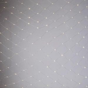 ВЪНШНИ СВЕТЕЩИ ЛАМПИЧКИ LED МРЕЖА, 1560 МИНИ МЛЕЧЕН LED, 27V ТРАНСФОРМАТОР, ФИКСИРАН, ПРОЗРАЧЕН МЕДЕН КАБЕЛ, ТОПЛО БЯЛ LED (В350 x Ш400 см), УДЪЛЖИТЕЛ 5 м, IP44