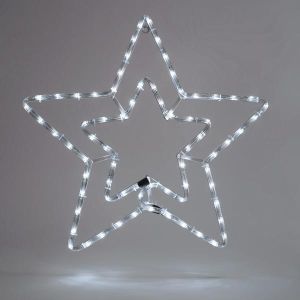 ДВОЙНА ЗВЕЗДА, 3М LED ВЪЖЕ, 2-ПОСОЧНА, С ПРОГРАМА, БЯЛА, 55X56 СМ, IP44