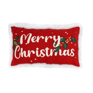 ДЕКОРАТИВНА КОЛЕДНА ВЪЗГЛАВНИЦА ЧЕРВЕНО-БЯЛО-ЗЕЛЕНА 30x50см