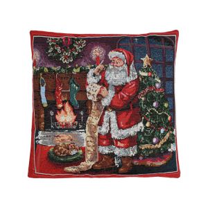 ДЕКОРАТИВНА КОЛЕДНА ВЪЗГЛАВНИЦА ЧЕРВЕНО-БЯЛО-ЗЕЛЕНА 44x44см