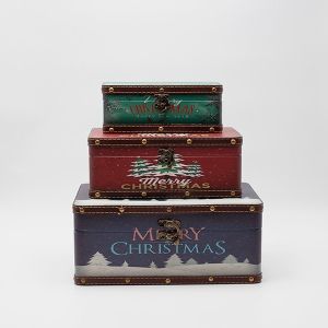 ДЕКОРАТИВНИ ДЪРВЕНИ КУТИИ, С КОЛЕДНИ ДИЗАЙНИ, КОМПЛЕКТ ОТ 3 БРОЯ, 30X20X13СМ, 25X15X10СМ И 20X10X8СМ