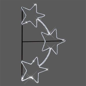 ДЕКОРАЦИЯ ЗА СТЪЛБ, ПРОФЕСИОНАЛЕН ДИЗАЙН, АЛУМИНИЕВА С 3 ЗВЕЗДИ, БЯЛА LED СВЕТЛИНА С ВЪЖЕ, 95Χ170, IP44