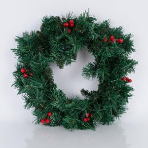 ЗЕЛЕН ВЕНЕЦ PVC С ПЛОДОВЕ, 60 СМ