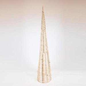 ЗЛАТИСТ СВЕТЕЩ КОНУС 210 СМ, 2400 LED, 31V АДАПТЕР, ТАЙМЕР, СРЕБЪРНА МЕДНА ЖИЦА, ТОПЛО БЯЛА LED СВЕТЛИНА, ЖИЦА 5 М, IP44