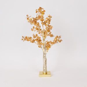 ЗЛАТИСТО ЕВКАЛИПТОВО ДЪРВО 60 СМ, КУТИЯ ЗА БАТЕРИИ 3XAA, ТАЙМЕР, 40 МИНИ LED ТОПЛО БЯЛО, IP20