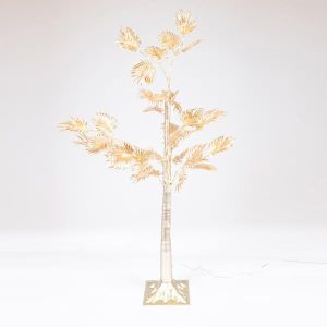 ЗЛАТНО ДЪРВО С ПАЛМОВИ ЛИСТА 1,2 М, 4,5 V АДАПТЕР, 80 ТОПЛО БЯЛ МИНИ LED, КАБЕЛ 3 М, IP44