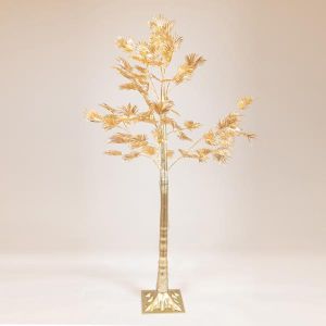 ЗЛАТНО ДЪРВО С ПАЛМОВИ ЛИСТА 1,5 М, 4,5 V АДАПТЕР, 110 В ТОПЛО БЯЛ МИНИ LED, КАБЕЛ 3 М, IP44