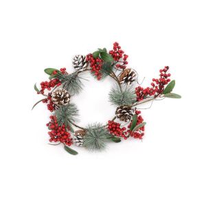 КОЛЕДЕН ВЕНЕЦ ЗЕЛЕНО-ЧЕРВЕН 36см