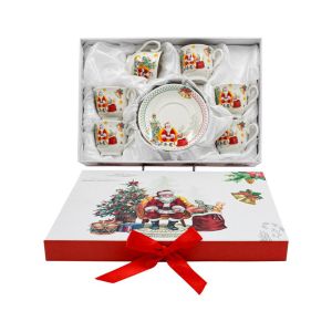 КОЛЕДЕН КЕРАМИЧЕН КОМПЛЕКТ ЗА КАФЕ 6 ЧАСТИ В КУТИЯ FL90808 6x6 см