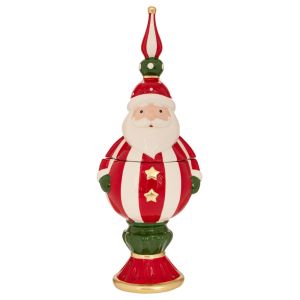 КОЛЕДЕН МНОГОЦВЕТЕН КЕРАМИЧЕН БУРКАН ЗА БИСКВИТКИ С ДЯДО КОЛЕДА 18X15,5X47СМ