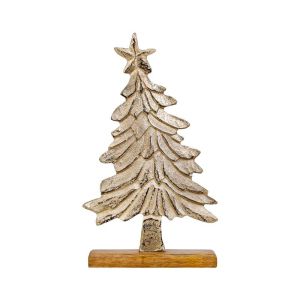 КОЛЕДНА ДЕКОРАТИВНА АЛУМИНИЕВА ЕЛХА FL0644 ЗЛАТИСТ ЦВЯТ 19x6x31см