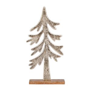 КОЛЕДНА ДЕКОРАТИВНА АЛУМИНИЕВА ЕЛХА FL1430 ДЪРВЕНА ОСНОВА ЗЛАТИСТ ЦВЯТ 24x8x51см