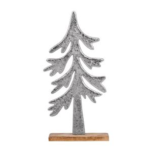 КОЛЕДНА ДЕКОРАТИВНА АЛУМИНИЕВА ЕЛХА FL1430 ДЪРВЕНА ОСНОВА СРЕБЪРИСТ ЦВЯТ 24x8x51см