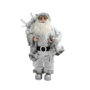 КОЛЕДНА ФИГУРКА ДЯДО КОЛЕДА FL241296 БЯЛ ЦВЯТ 60см