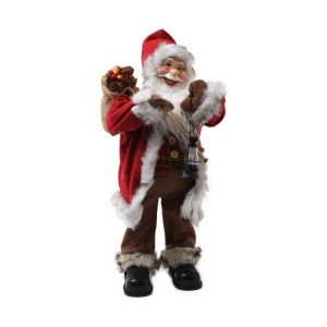 КОЛЕДНА ФИГУРКА ДЯДО КОЛЕДА С МУЗИКА ЧЕРВЕН ЦВЯТ 45см
