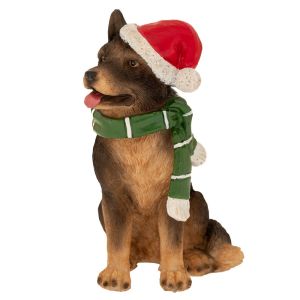 КОЛЕДНО КАФЯВО СЕДЯЩО КУЧЕ ОТ ПОЛИРЕЗИН С ЧЕРВЕНА ШАПКА 9,5X8X12,5 СМ