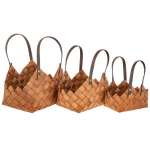 КОМПЛЕКТ 3 КОШНИЦИ С КОЖЕНИ ДРЪЖКИ - РАЗМЕРИ -33Χ23Χ37 29Χ18Χ29 24Χ14Χ21ΕΚ СМ