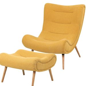 КОМПЛЕКТ КРЕСЛО С ТАБУРЕТКА ОТ ЖЪЛТ ПЛАТ 97X80X100 СМ