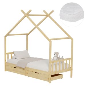 ЛЕГЛО С МАТРАК KLARICE HM21305 БОРОВА ДЪРВЕСИНА В ЕСТЕСТВЕН ДЪРВЕСЕН ЦВЯТ -- МАТРАК 90X190СМ