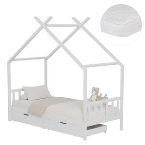 ЛЕГЛО С МАТРАК KLARICE HM21305.01 БОРОВА ДЪРВЕСИНА В БЯЛ ЦВЯТ -- МАТРАК 90X190СМ