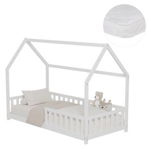 ЛЕГЛО С МАТРАК PHYLLIS HM21304.01 БОРОВА ДЪРВЕСИНА В БЯЛ ЦВЯТ -- МАТРАК 90X190СМ