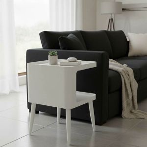 МЕТАЛНА ПОМОЩНА МАСА CUBINO В КРЕМАВ НЮАНС 35X35X50 СМ