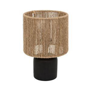 НАСТОЛНА ЛАМПА LEYDA КЕРАМИЧНА В ЧЕРНО-ЕСТЕСТВЕН ЦВЯТ D16X24СМ