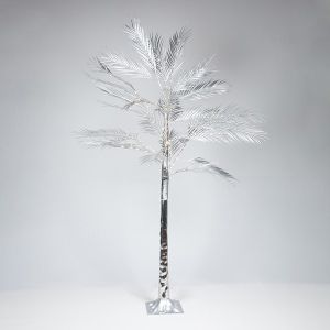 ПАПРАТОВО ДЪРВО СЪС СРЕБЪРНИ ЛИСТА 2,1 М, АДАПТЕР, 180 МИНИ LED ТОПЛО БЯЛО, КАБЕЛ 3 М, IP44