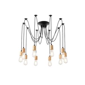 ПОЛИЛЕЙ ДЪРВО-МЕТАЛ 10 ЛАМПИ 10XΕ27 MAX15W 1000X1000X510MM ЧЕРНО ARTE ILLUMINA EDISON