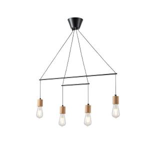 ПОЛИЛЕЙ ДЪРВО-МЕТАЛ 4 ЛАМПИ 4XΕ27 MAX15W930X120X1180MM ЧЕРНО ARTE ILLUMINA EDISON