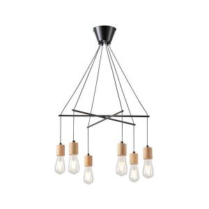 ПОЛИЛЕЙ ДЪРВО-МЕТАЛ 6 ЛАМПИ 6XΕ27 MAX15W 650X650X1180MM ЧЕРНО ARTE ILLUMINA EDISON