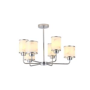 ПОЛИЛЕЙ МЕТАЛ-СТЪКЛО 6 ЛАМПИ 6ΧE27 MAX15W Φ680MM ХРОМИРАНИ ARTE ILLUMINA MARBELINE