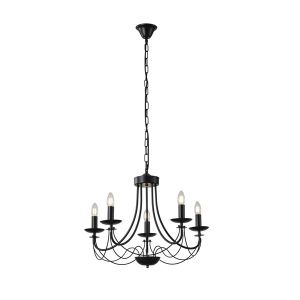 ПОЛИЛЕЙ, ПРОЗРАЧНО СТЪКЛО, 5 ЛАМПИ, 5XE27, МАКС. 15W, 470X630 ММ, ЧЕРНО, ARTE ILLUMINA VAULT