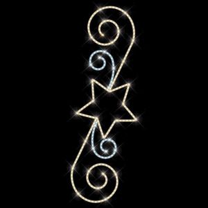 ПРОФЕСИОНАЛНА ГОЛЯМА СВЕТЕЩА ВЪНШНА ДЕКОРАЦИЯ, PROFESSIONAL DESIGN, STAR WITH DECORATIVES, RED WARM WHITE AND WHITE LED ROPE LIGHT, IP65